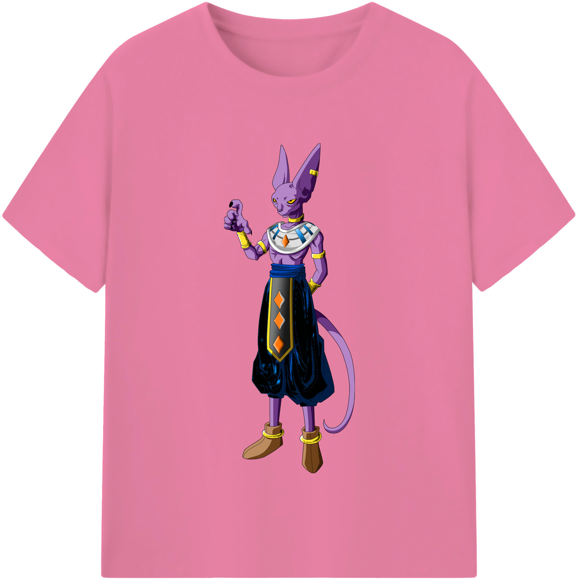 （画像用） ドラゴンボール ビルス 破壊神ビルス DRAGON BALL Beerus Birusu 綿100％半袖Tシャツ（フロントプリント）